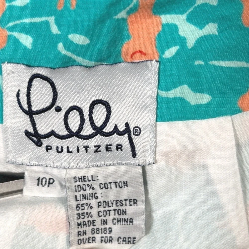 Lilly Pulitzer Womens Skirt Teal Fish Coral Print Mini Cotton Art A-Line Sz 10P
